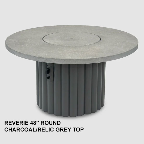 Riverie 48" Relic Grey Top Round Fire Table by Outdoor Great Room - Image 4